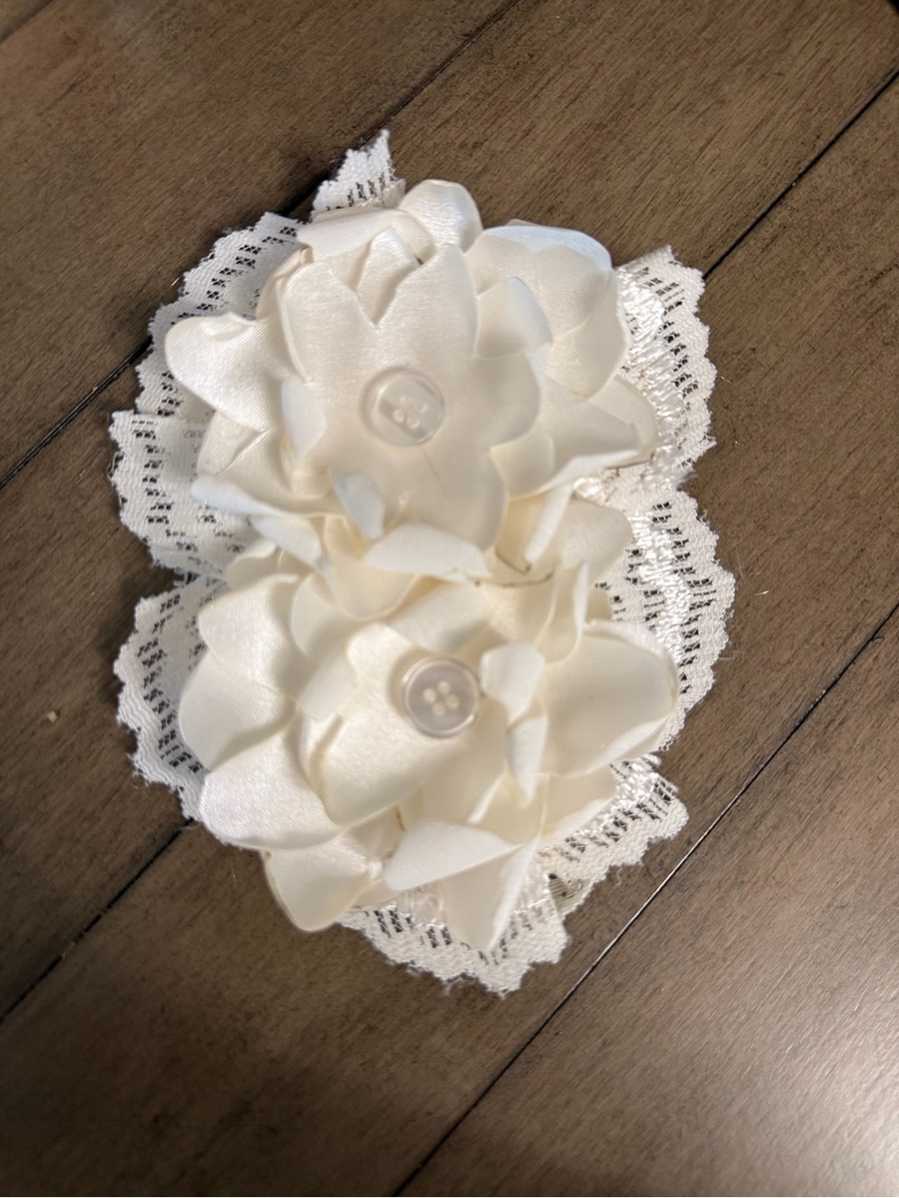 Ivory Lace Satin Flower Accent - Home Accents